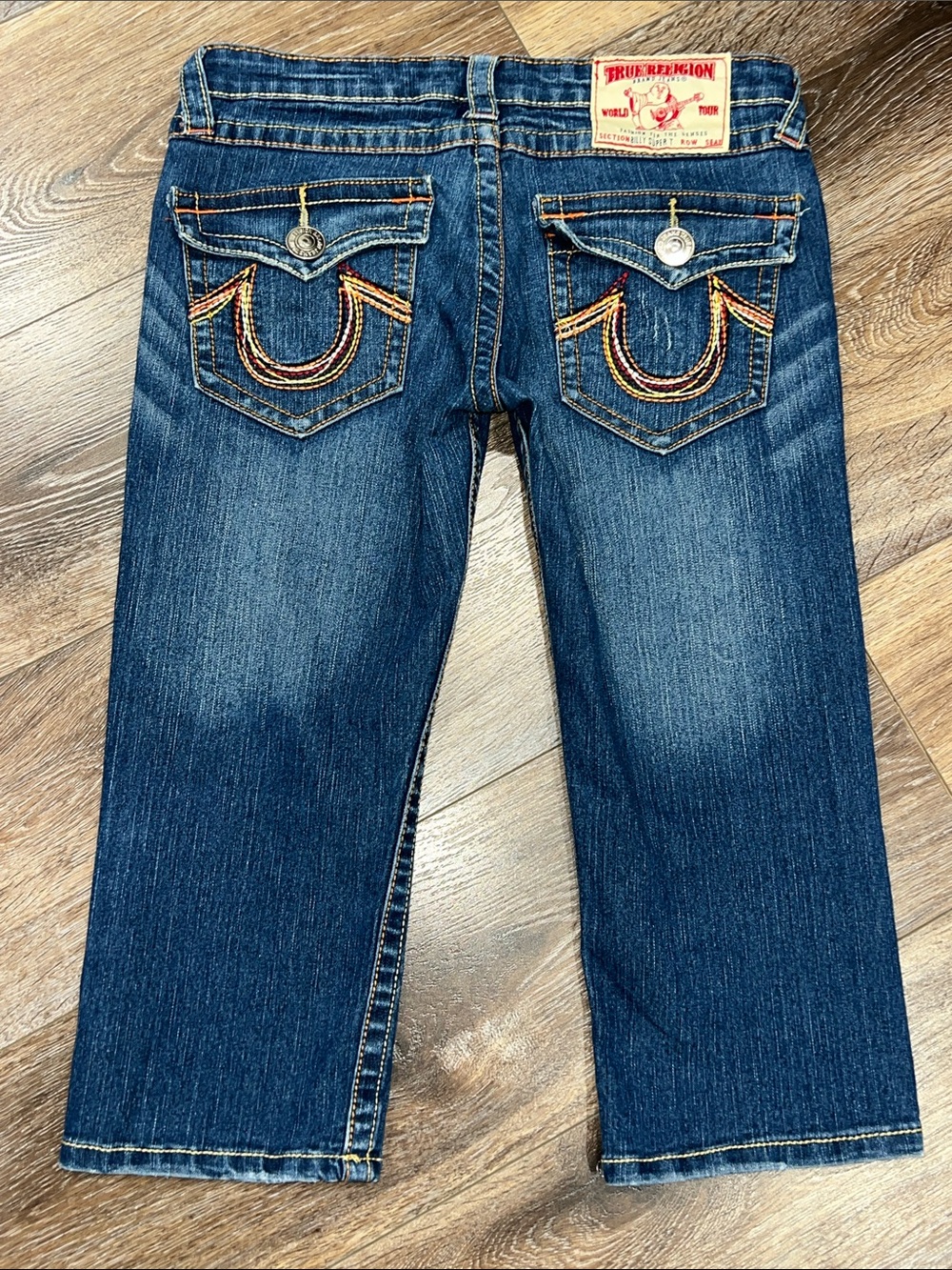 True Religion Billy Super T Mid-Rise Rainbow Capri Denim Shorts 🌈 ❤️
